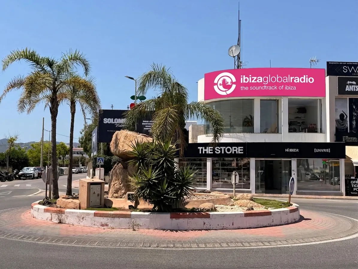 LED screen on the Ibiza Global Radio façade
