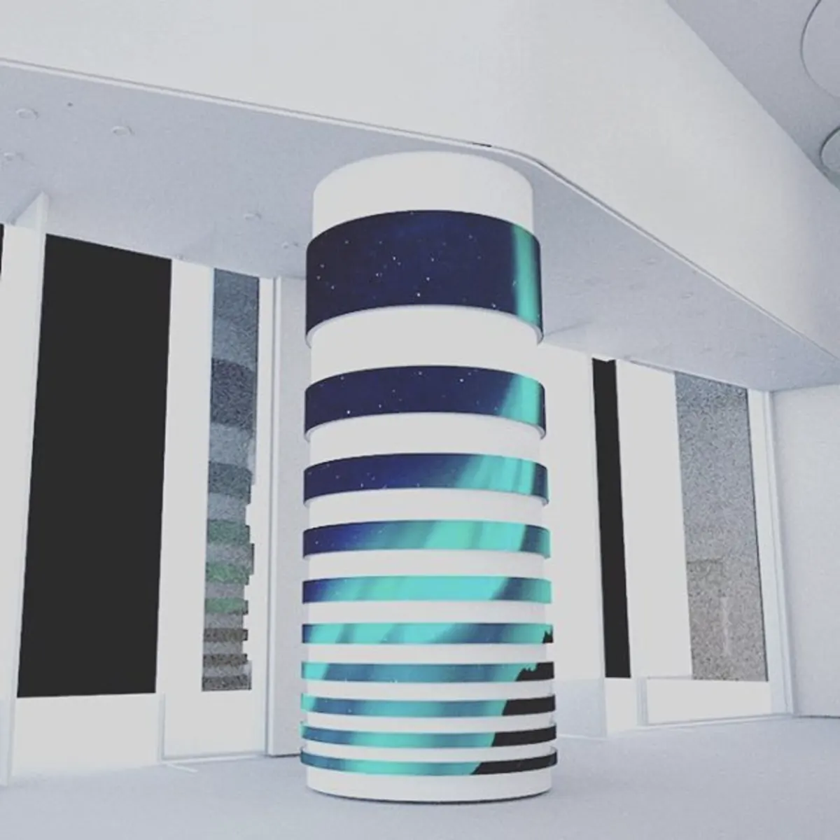 Render of a column wrapped with flexible LED modules