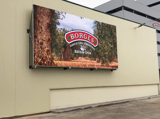 Giant LED screen installation for Borges