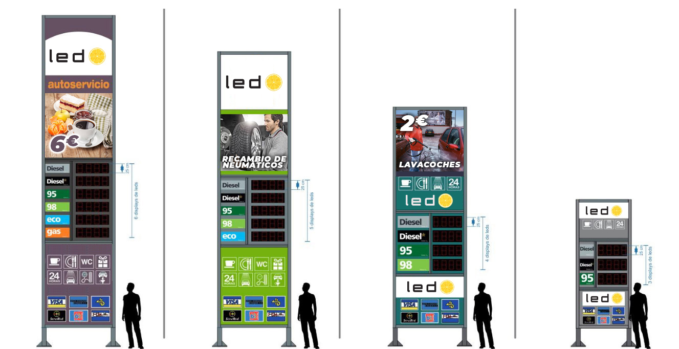 Led monoliths for gas stations