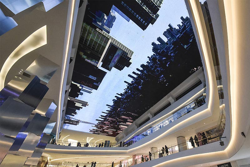 Led screen for interior design for shopping centers